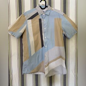 Zara Multicolor Geometric Short Sleeve Shirt
